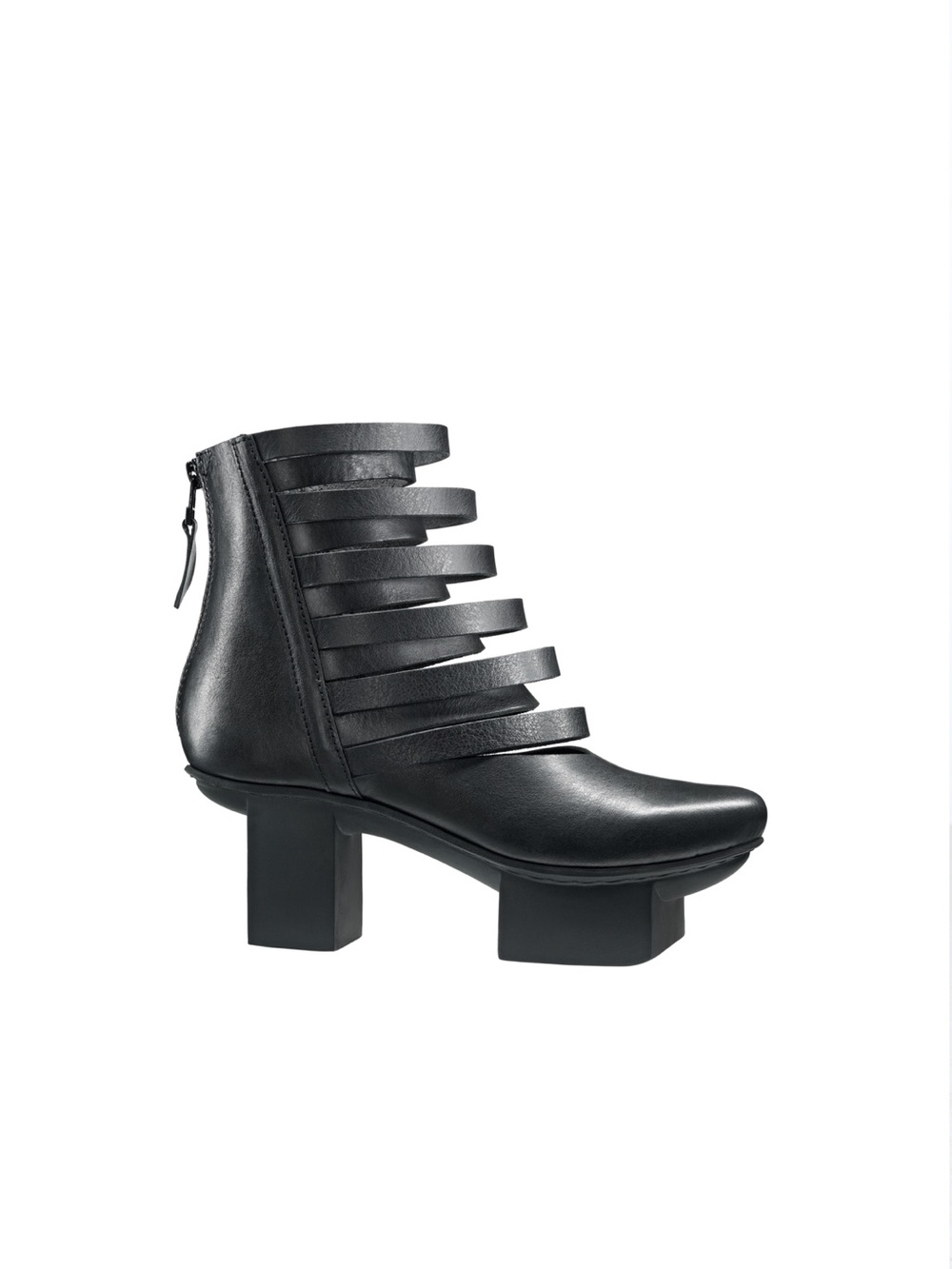 *********ISO********Black Strappy Block-Heel Ankle Boots -  Women